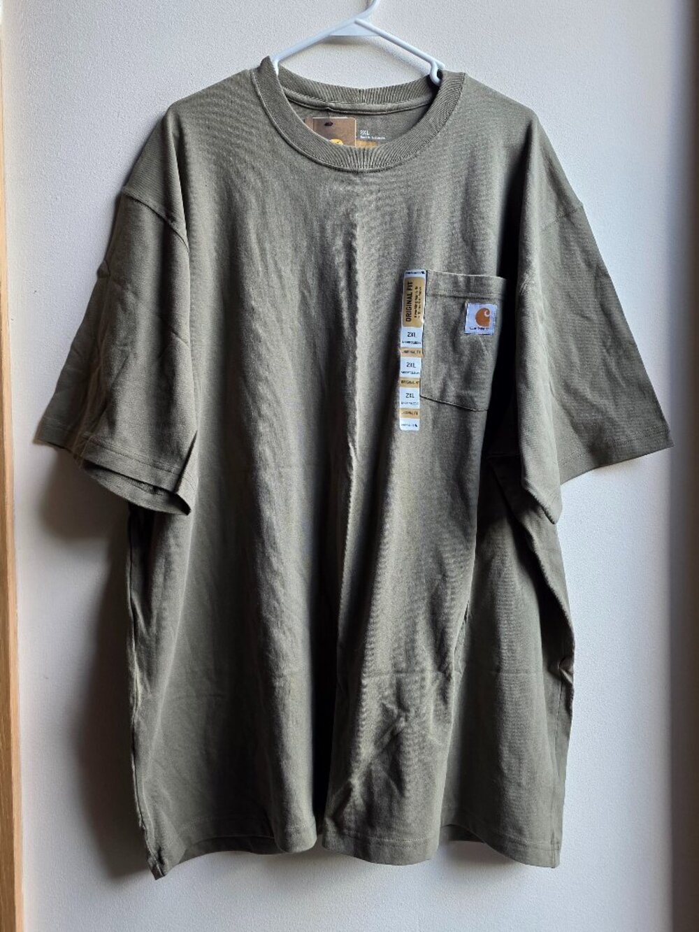 NWT Carhartt Khaki Pocket Rugged Work T-Shirt Big & Tall Size 2XL